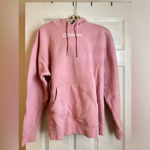 Glossier pink hoodie
